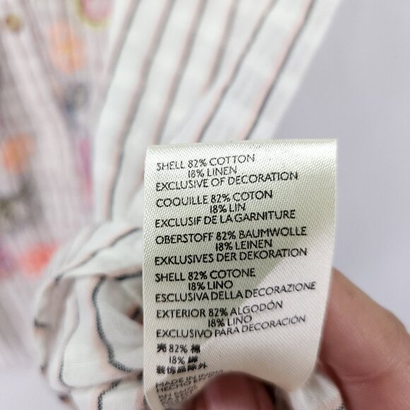 Pilcro Anthropologie Top Womens XL Linen Blend Serena Surf Henley Embroidered - Picture 12 of 12